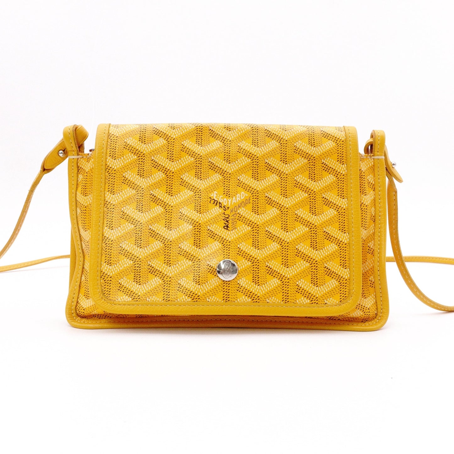 GOYARD Plume Pouch Wallet Shoulder Bag, Leather/PVC, Yellow, Crossbody, Silver Hardware