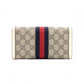 GUCCI Sherry Line Long Wallet, PVC/Leather, Beige, GG Logo, Gold Hardware