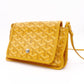 GOYARD Plume Pouch Wallet Shoulder Bag, Leather/PVC, Yellow, Crossbody, Silver Hardware