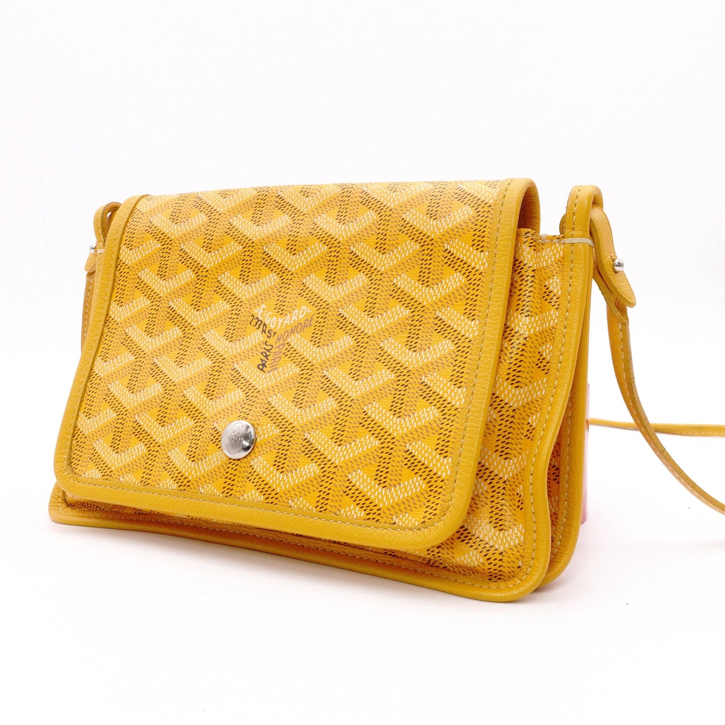 GOYARD Plume Pouch Wallet Shoulder Bag, Leather/PVC, Yellow, Crossbody, Silver Hardware