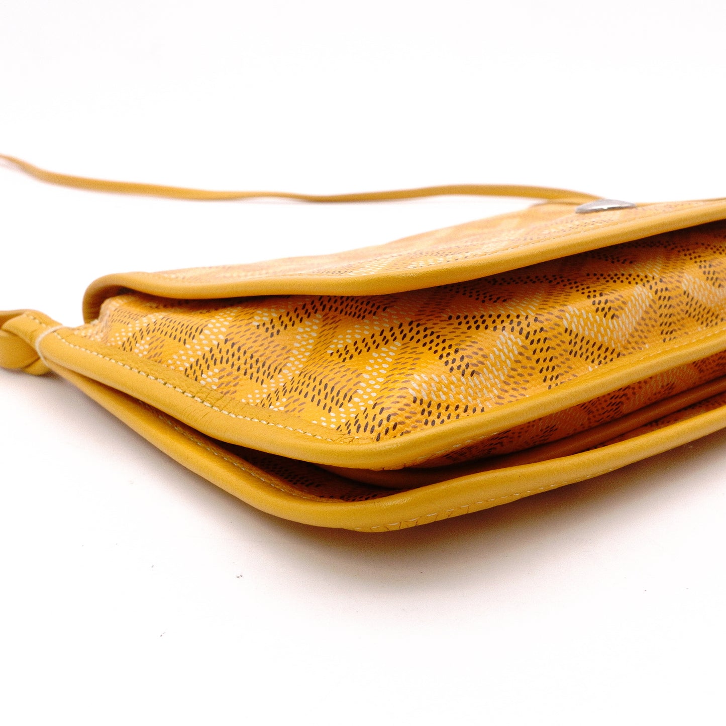 GOYARD Plume Pouch Wallet Shoulder Bag, Leather/PVC, Yellow, Crossbody, Silver Hardware