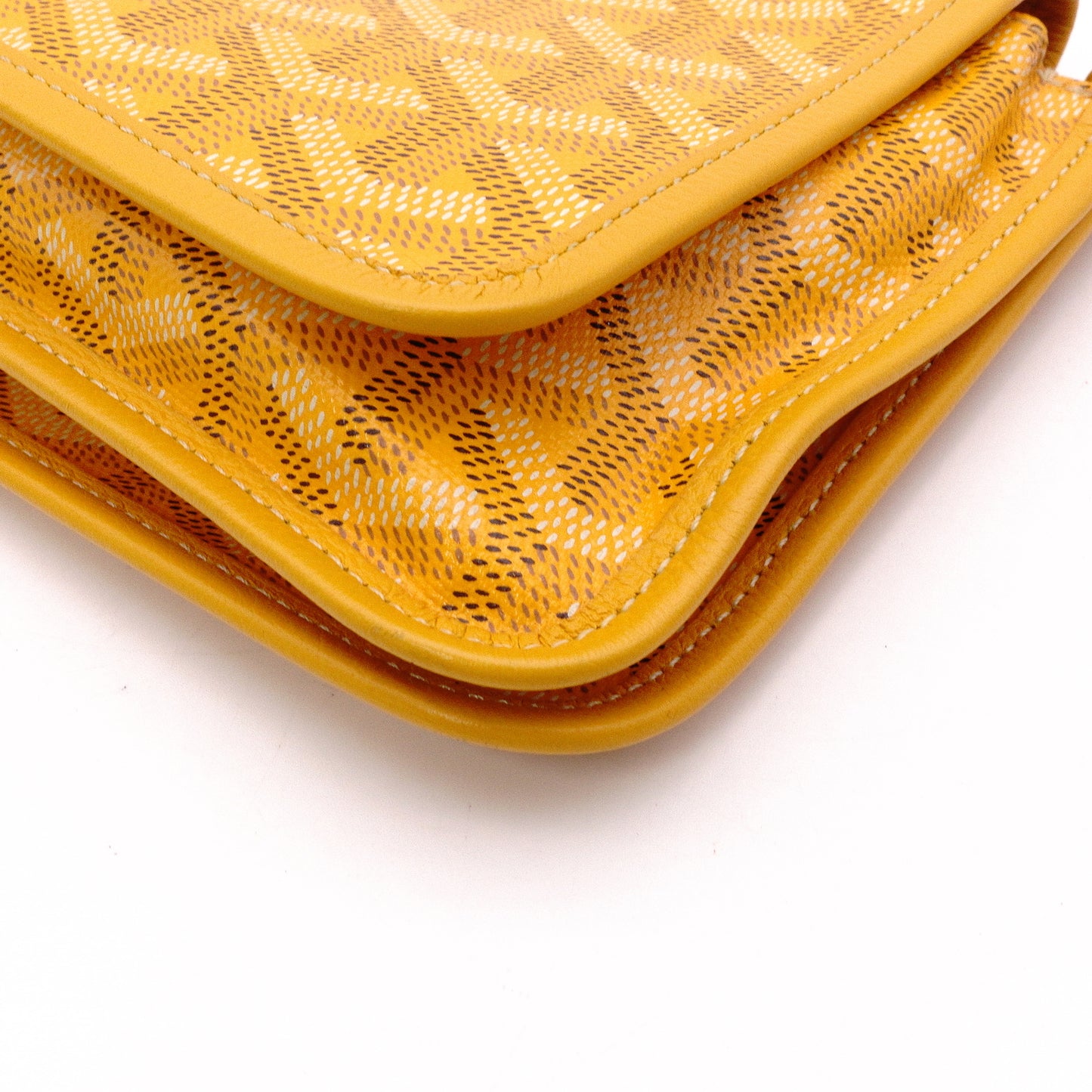 GOYARD Plume Pouch Wallet Shoulder Bag, Leather/PVC, Yellow, Crossbody, Silver Hardware