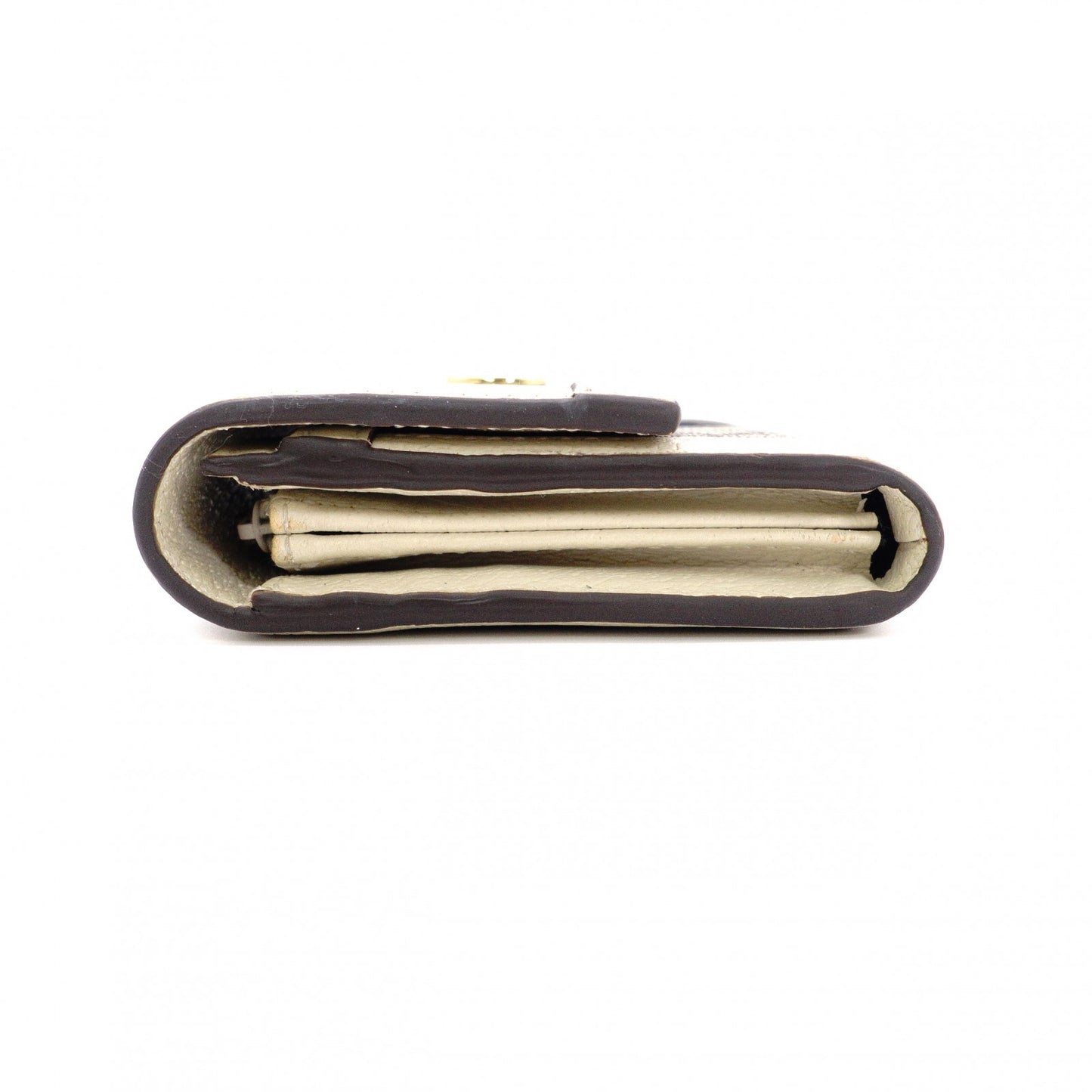 GUCCI Sherry Line Long Wallet, PVC/Leather, Beige, GG Logo, Gold Hardware