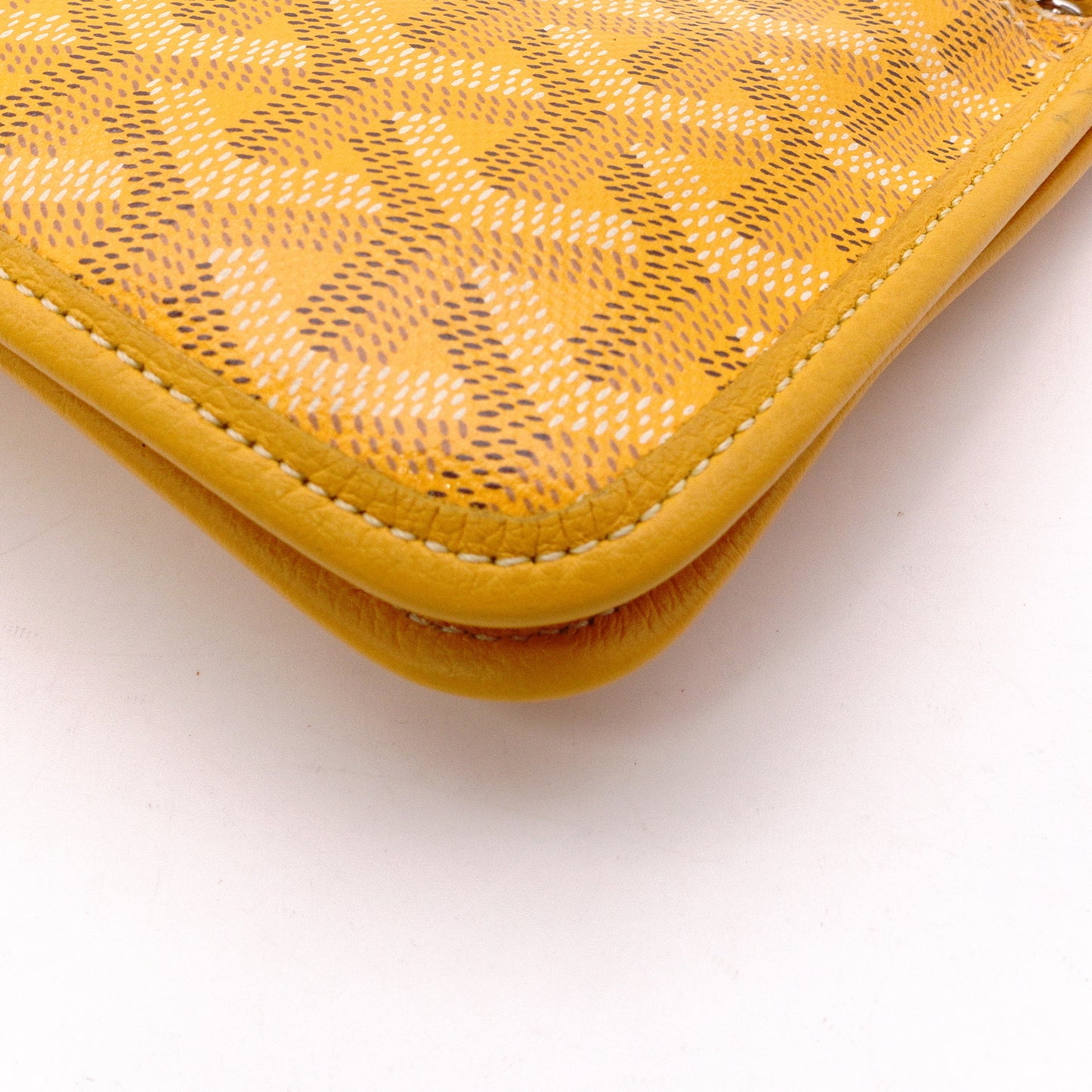 GOYARD Plume Pouch Wallet Shoulder Bag, Leather/PVC, Yellow, Crossbody, Silver Hardware