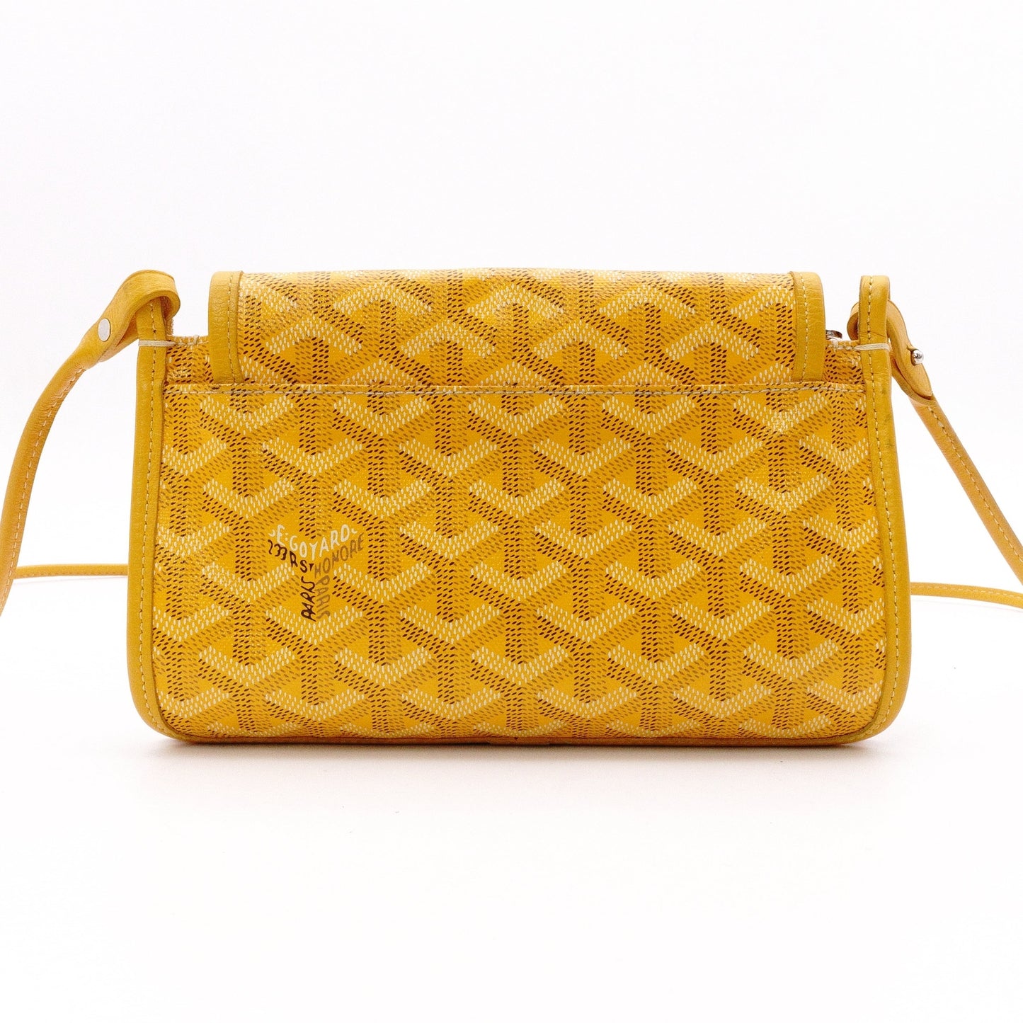 GOYARD Plume Pouch Wallet Shoulder Bag, Leather/PVC, Yellow, Crossbody, Silver Hardware