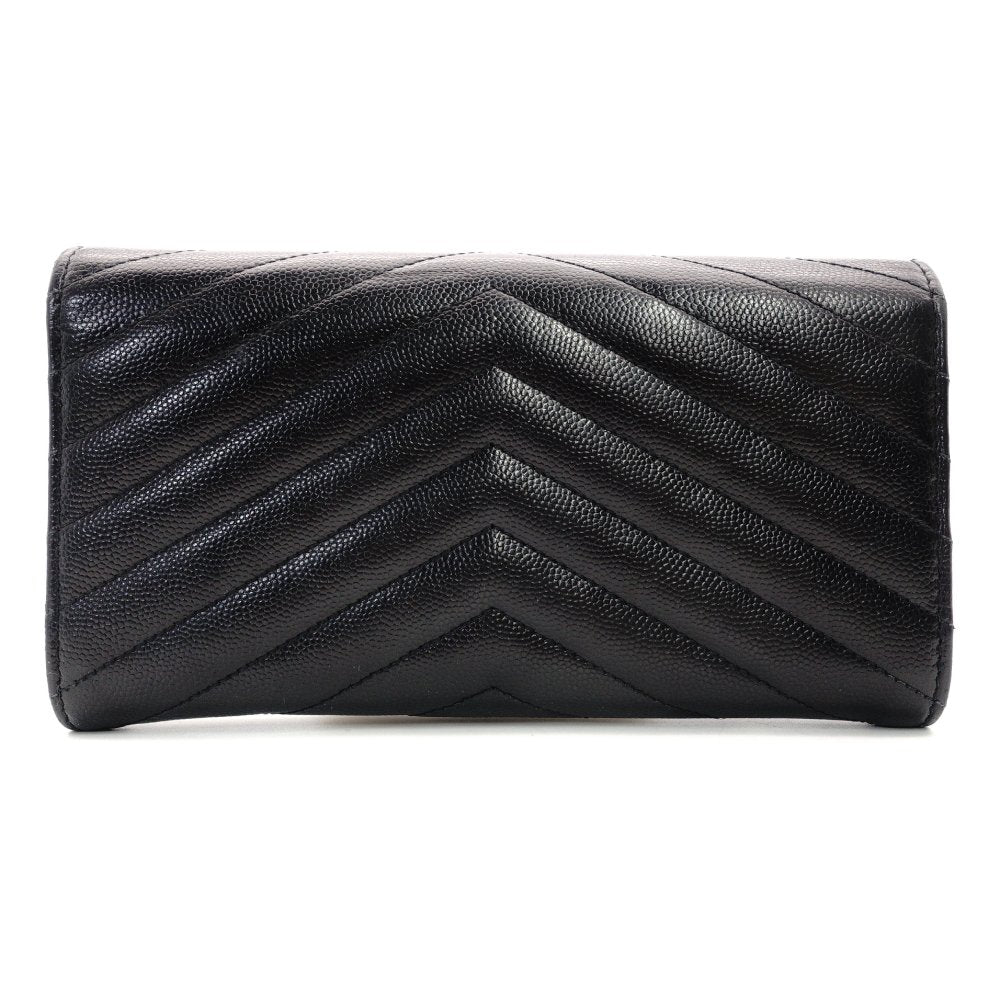 Saint Laurent Cassandra Long Wallet Black Leather Black Wallet YSL R801980