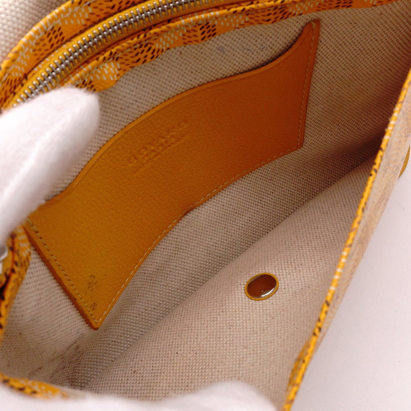 GOYARD Plume Pouch Wallet Shoulder Bag, Leather/PVC, Yellow, Crossbody, Silver Hardware