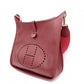HERMES Evelyn GM Shoulder Bag, Leather, Red, □H Engraving, Silver Hardware