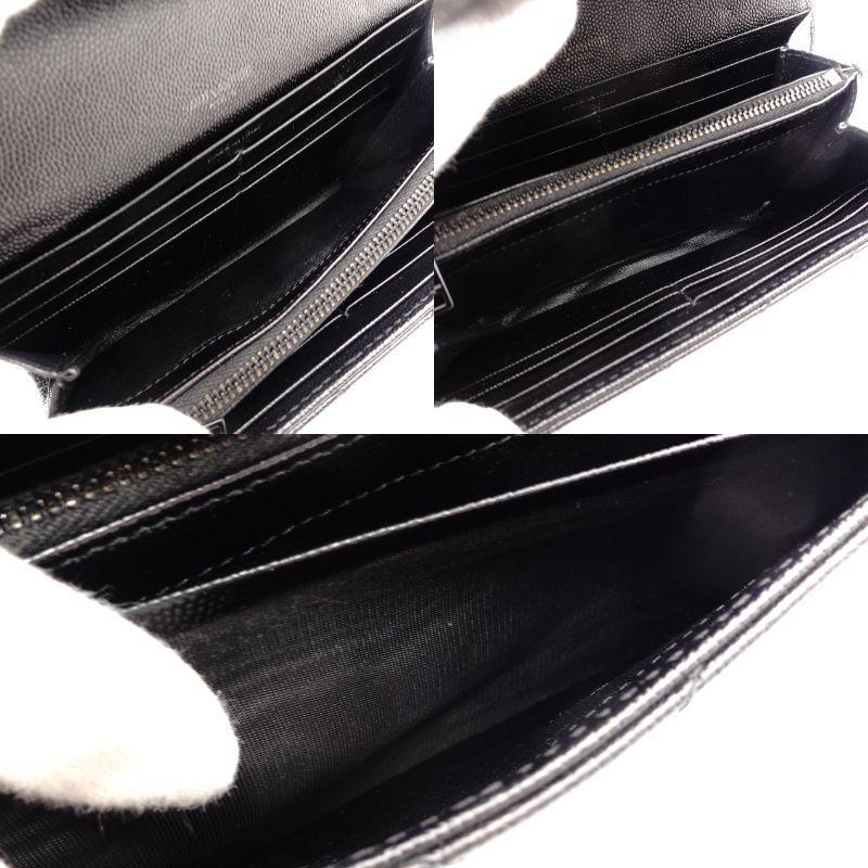 Saint Laurent Cassandra Long Wallet Black Leather Black Wallet YSL R801980