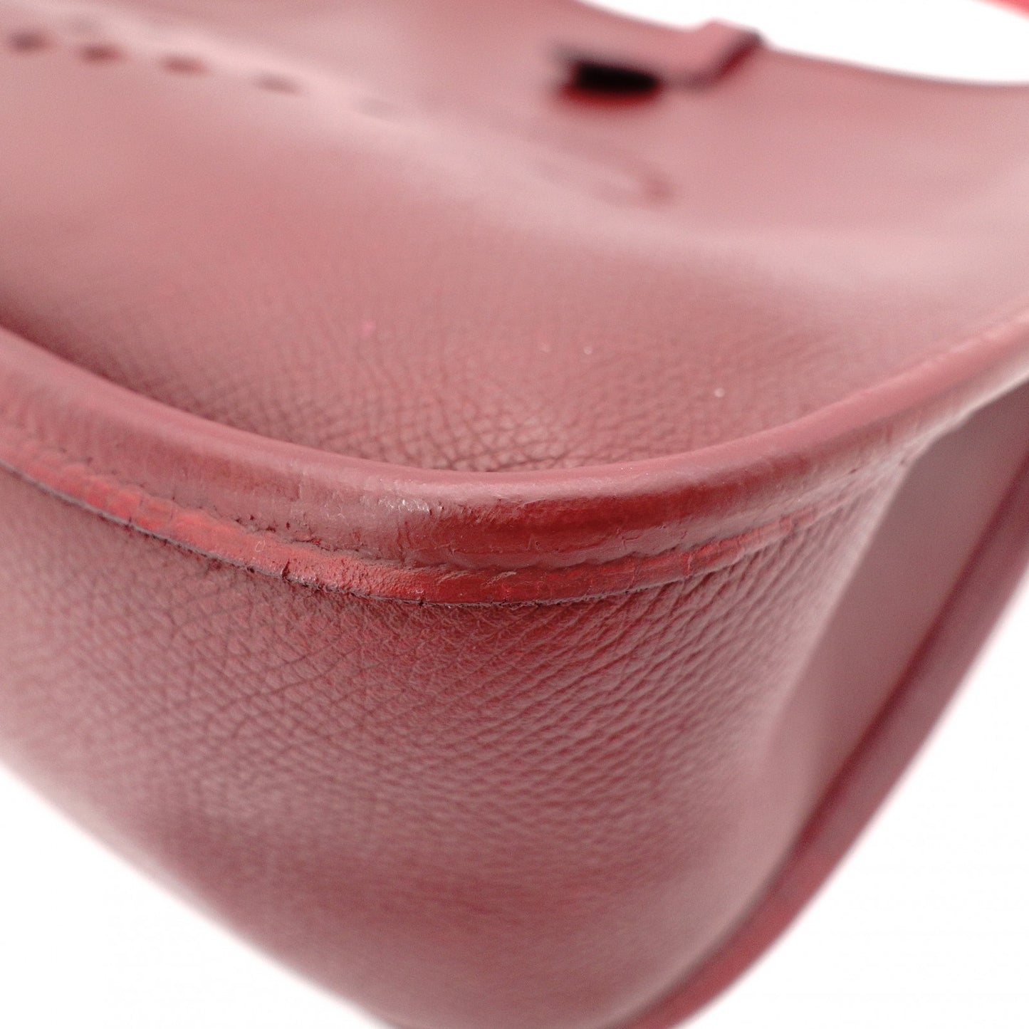 HERMES Evelyn GM Shoulder Bag, Leather, Red, □H Engraving, Silver Hardware