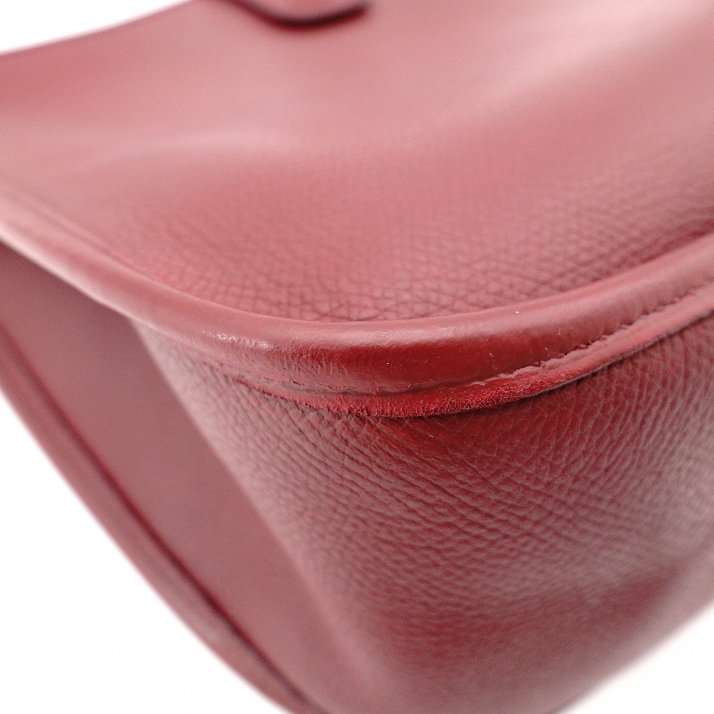 HERMES Evelyn GM Shoulder Bag, Leather, Red, □H Engraving, Silver Hardware
