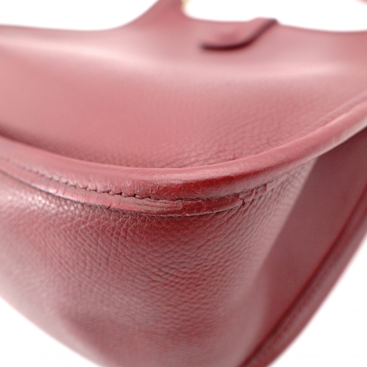 HERMES Evelyn GM Shoulder Bag, Leather, Red, □H Engraving, Silver Hardware