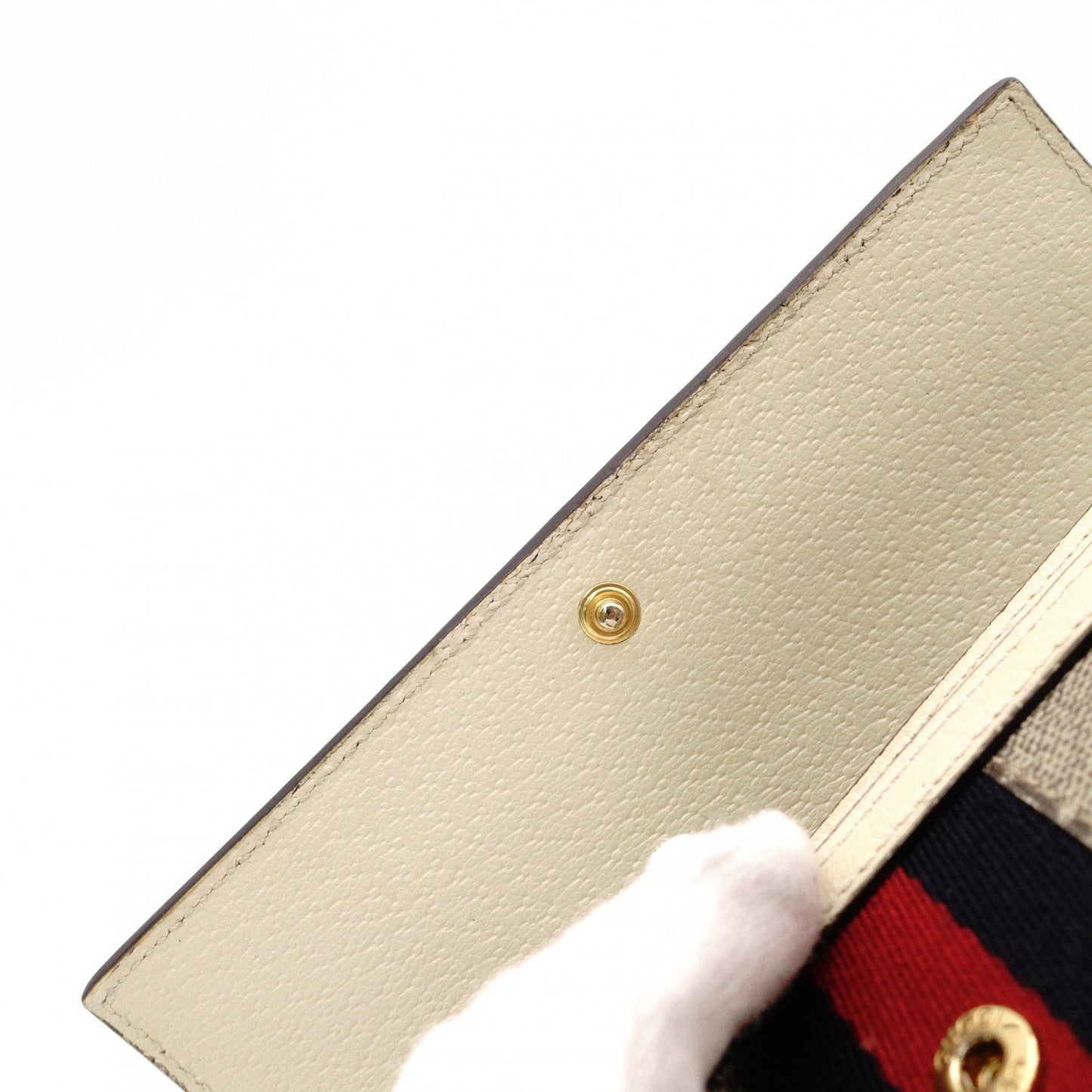 GUCCI Sherry Line Long Wallet, PVC/Leather, Beige, GG Logo, Gold Hardware