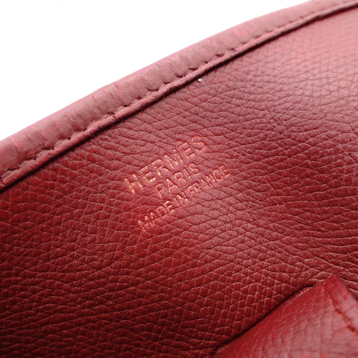 HERMES Evelyn GM Shoulder Bag, Leather, Red, □H Engraving, Silver Hardware