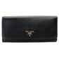 PRADA Long Wallet Saffiano Leather Black Wallet Black Gold Hardware R8020138