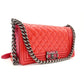 CHANEL Boy Chanel Patent Leather 2-Way Coral Red Shoulder Bag Red Women's Simple 6-10-988
