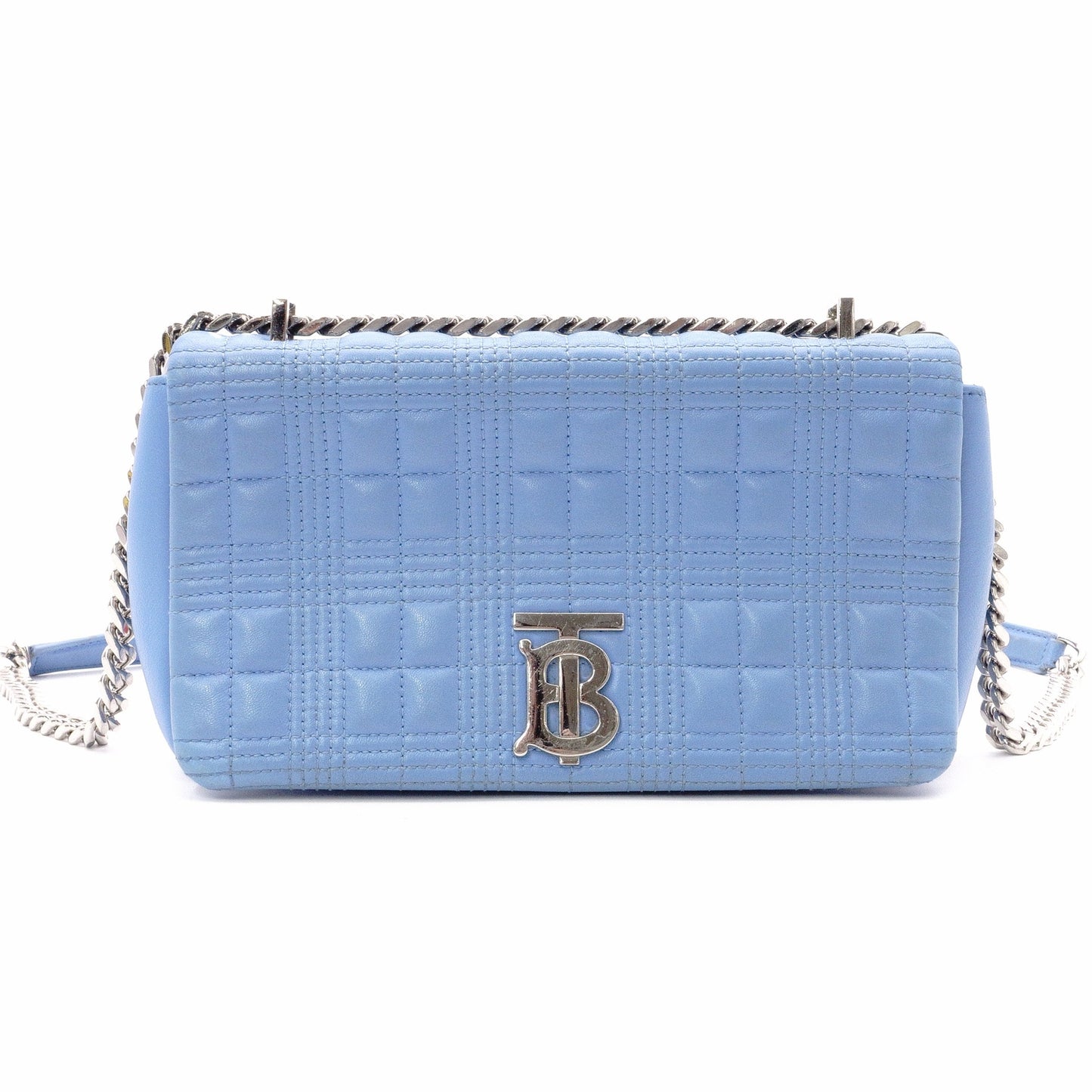 BURBERRY Small Laura Satchel Bag, Shoulder Bag, Leather, Blue, Crossbody, TB Logo, Silver Hardware