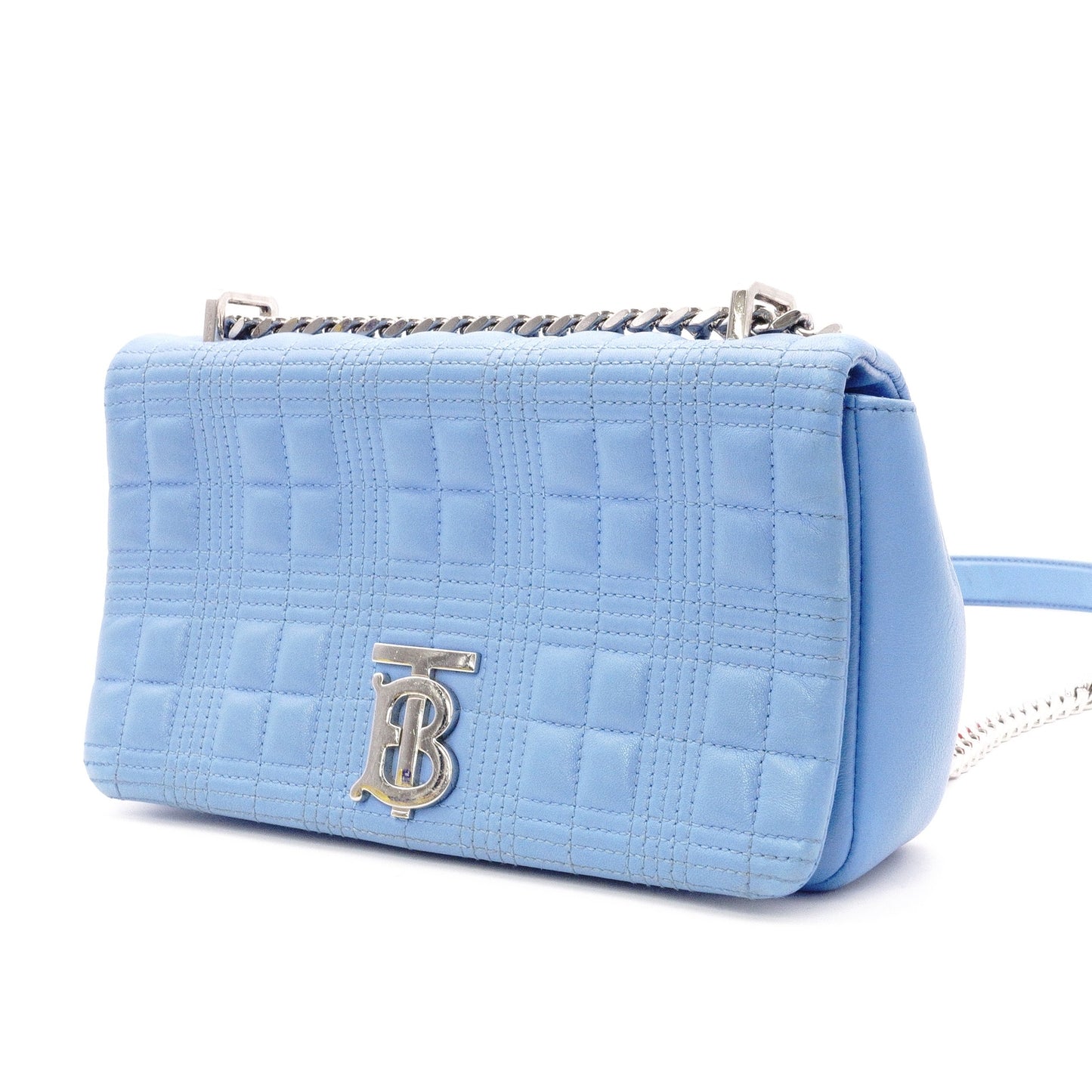 BURBERRY Small Laura Satchel Bag, Shoulder Bag, Leather, Blue, Crossbody, TB Logo, Silver Hardware