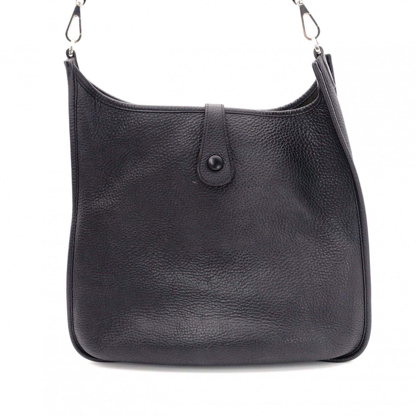 HERMES Evelyn GM Shoulder Bag, Leather, Black, Taurillon Clemence