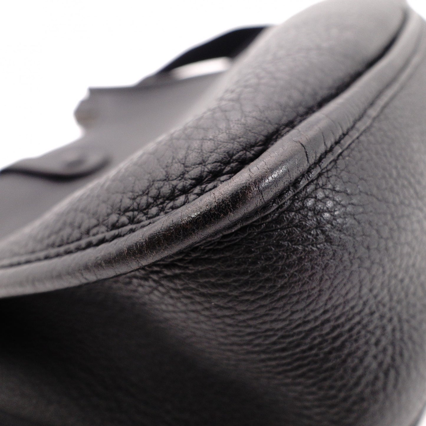 HERMES Evelyn GM Shoulder Bag, Leather, Black, Taurillon Clemence