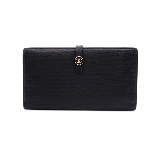 CHANEL Long Wallet, Leather, Black, CC Logo, Gold Hardware, Vintage