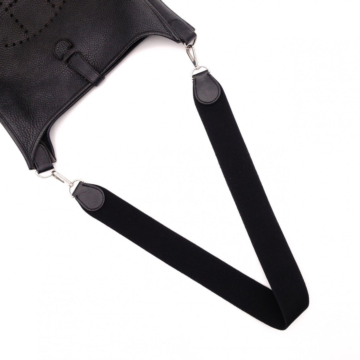 HERMES Evelyn GM Shoulder Bag, Leather, Black, Taurillon Clemence
