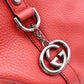 GUCCI Interlocking Handbag, Leather, Orange-Toned, 2-Way Crossbody, Silver Hardware, GG Logo