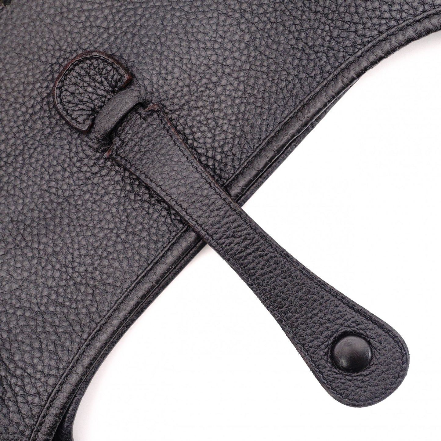 HERMES Evelyn GM Shoulder Bag, Leather, Black, Taurillon Clemence