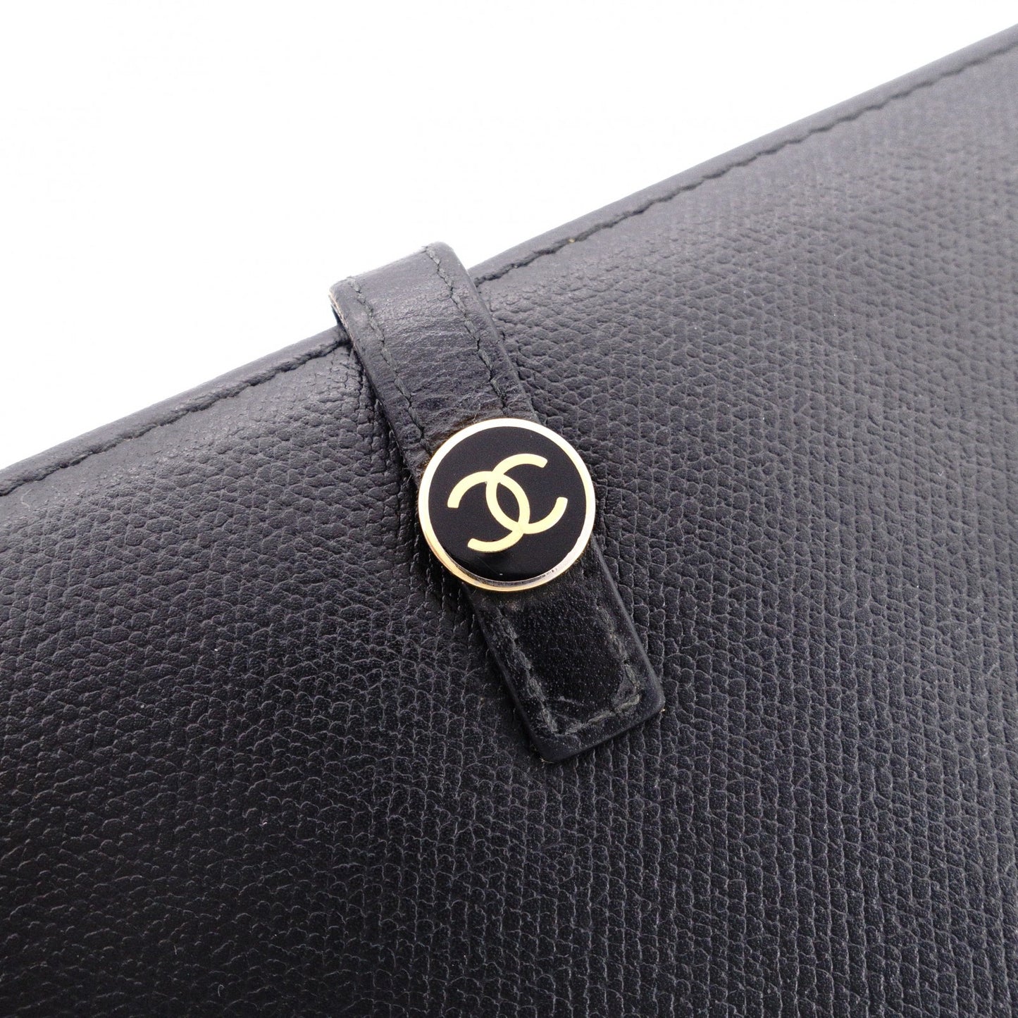 CHANEL Long Wallet, Leather, Black, CC Logo, Gold Hardware, Vintage