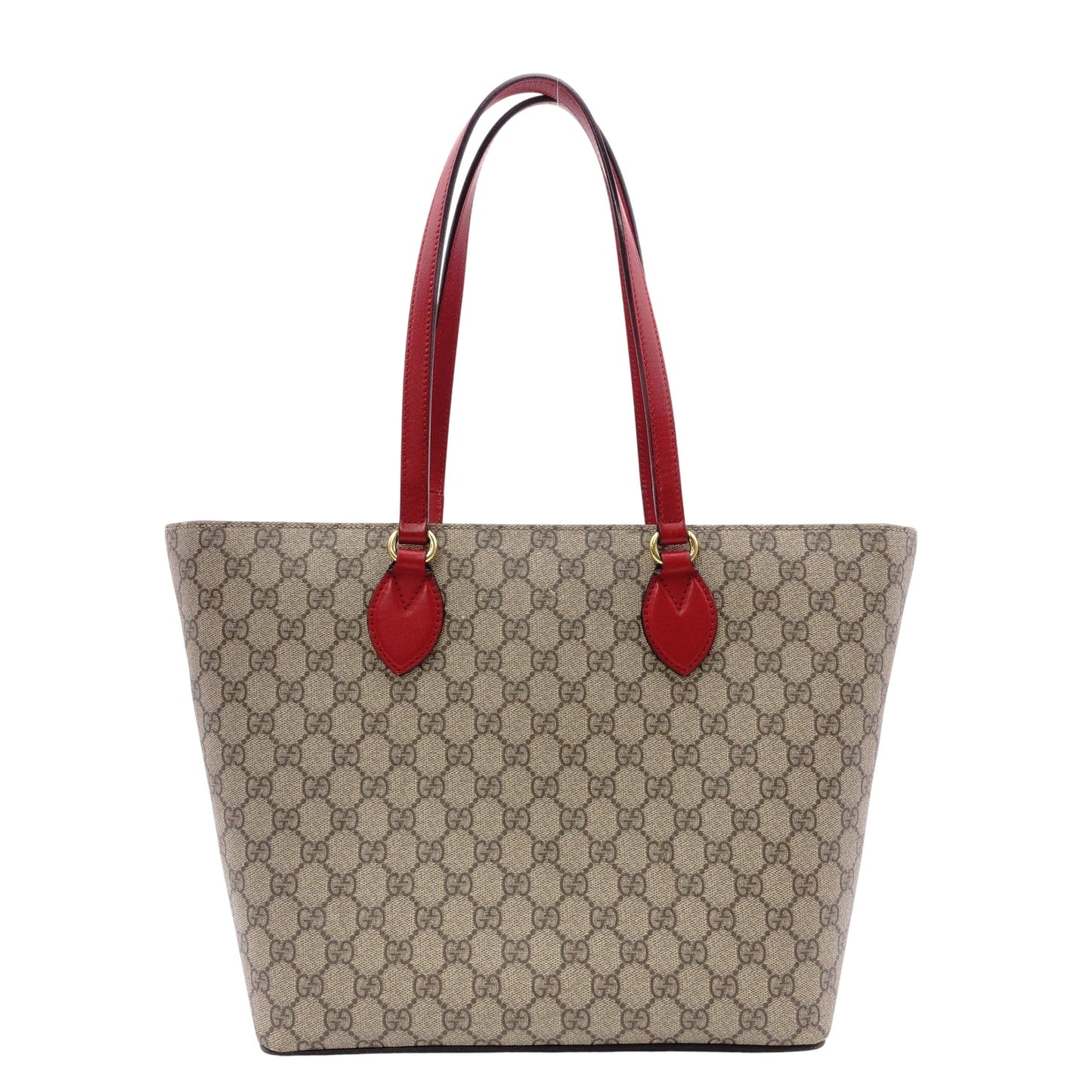 GUCCI GG Supreme Tote Bag, PVC Leather, Beige, Red, Pink, Shoulder Bag, GG Logo