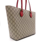 GUCCI GG Supreme Tote Bag, PVC Leather, Beige, Red, Pink, Shoulder Bag, GG Logo