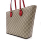 GUCCI GG Supreme Tote Bag, PVC Leather, Beige, Red, Pink, Shoulder Bag, GG Logo