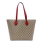 GUCCI GG Supreme Tote Bag, PVC Leather, Beige, Red, Pink, Shoulder Bag, GG Logo