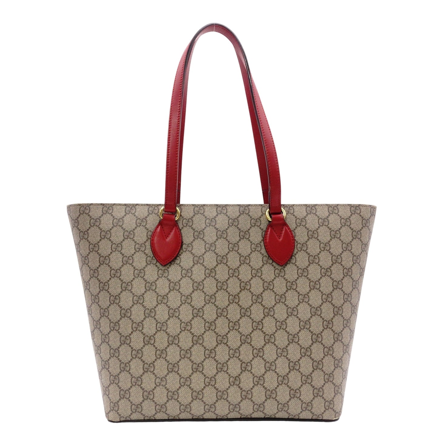 GUCCI GG Supreme Tote Bag, PVC Leather, Beige, Red, Pink, Shoulder Bag, GG Logo