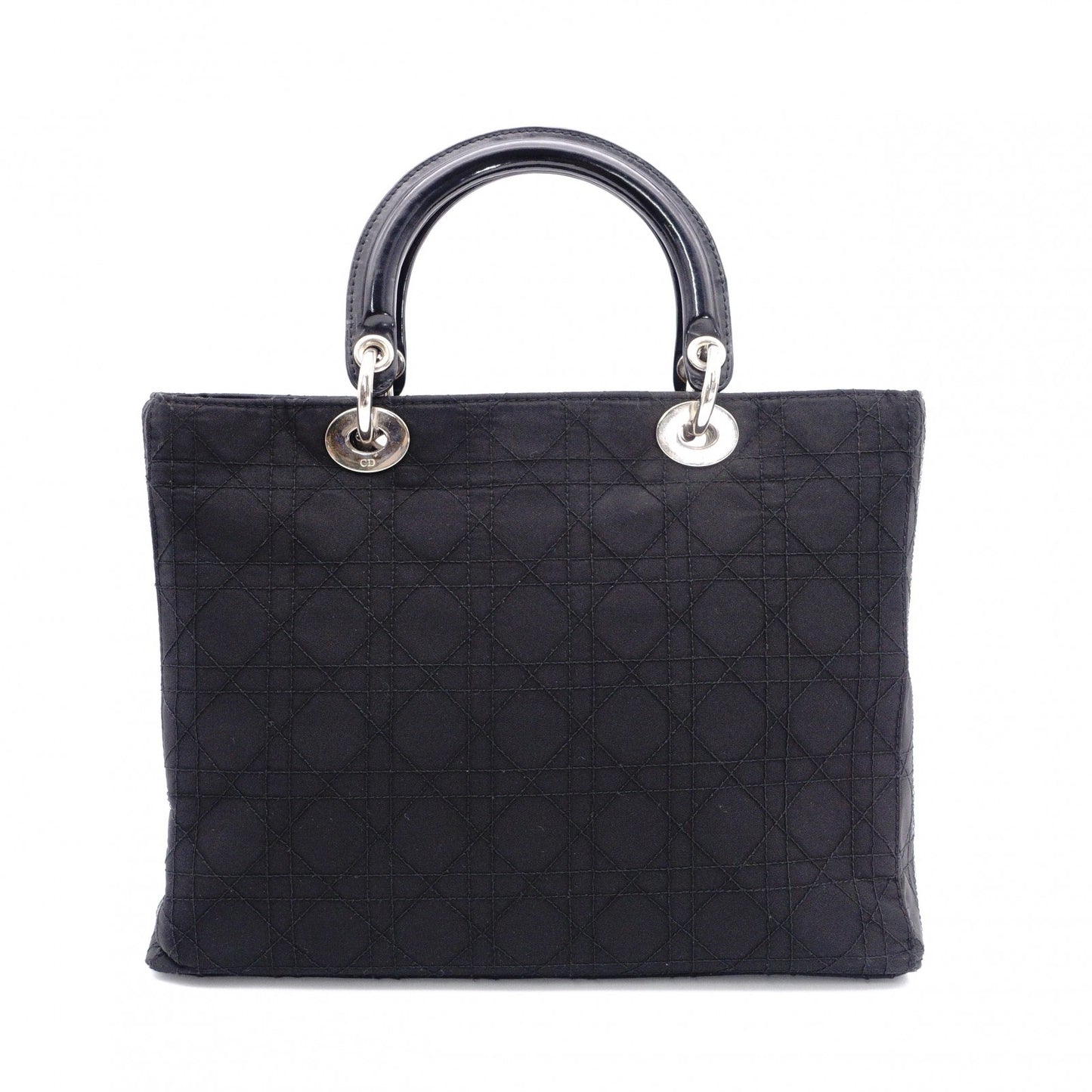 Christian Dior Lady Dior Handbag, Nylon, Black, Silver Hardware
