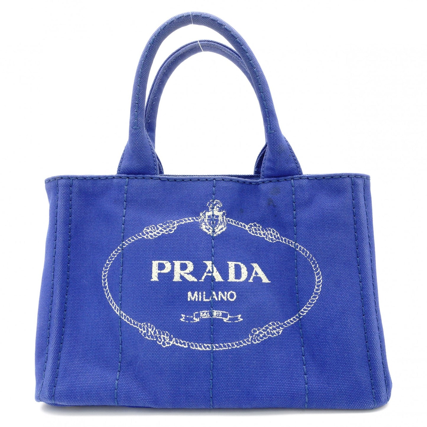 PRADA Canapa Tote BN2439 Canvas 2-Way Blue Handbag Shoulder Bag Gold Hardware Blue R8020071