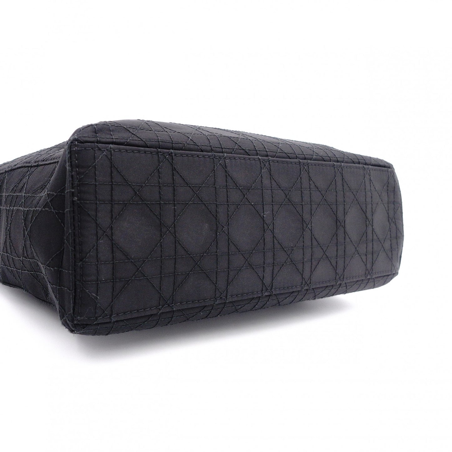 Christian Dior Lady Dior Handbag, Nylon, Black, Silver Hardware