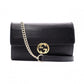 GUCCI Mini Interlocking Shoulder Bag, Leather, Black, GG Logo, Gold Hardware