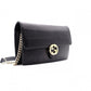 GUCCI Mini Interlocking Shoulder Bag, Leather, Black, GG Logo, Gold Hardware