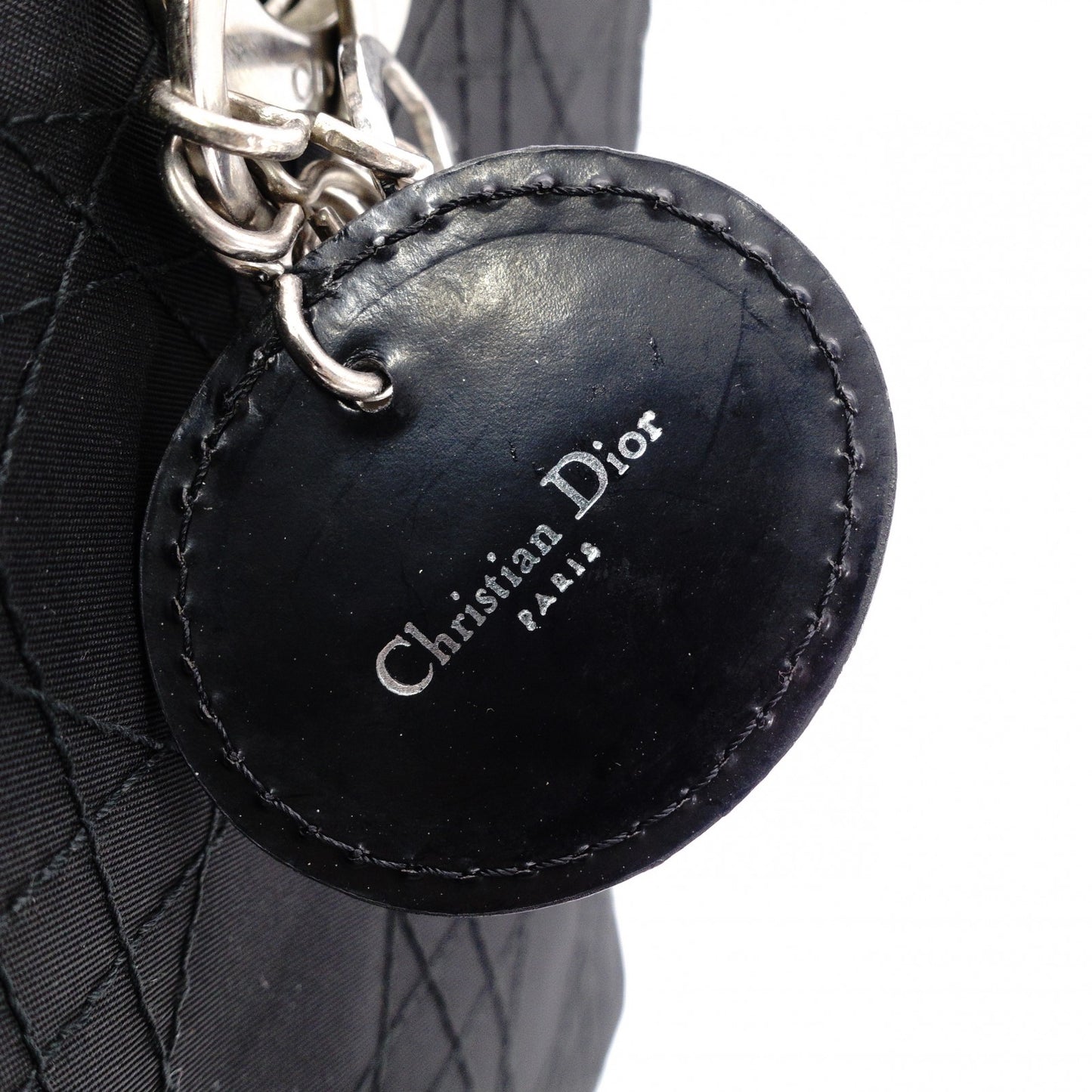 Christian Dior Lady Dior Handbag, Nylon, Black, Silver Hardware