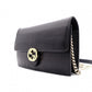 GUCCI Mini Interlocking Shoulder Bag, Leather, Black, GG Logo, Gold Hardware