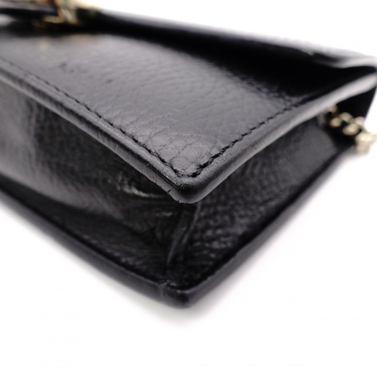 GUCCI Mini Interlocking Shoulder Bag, Leather, Black, GG Logo, Gold Hardware