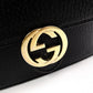 GUCCI Mini Interlocking Shoulder Bag, Leather, Black, GG Logo, Gold Hardware