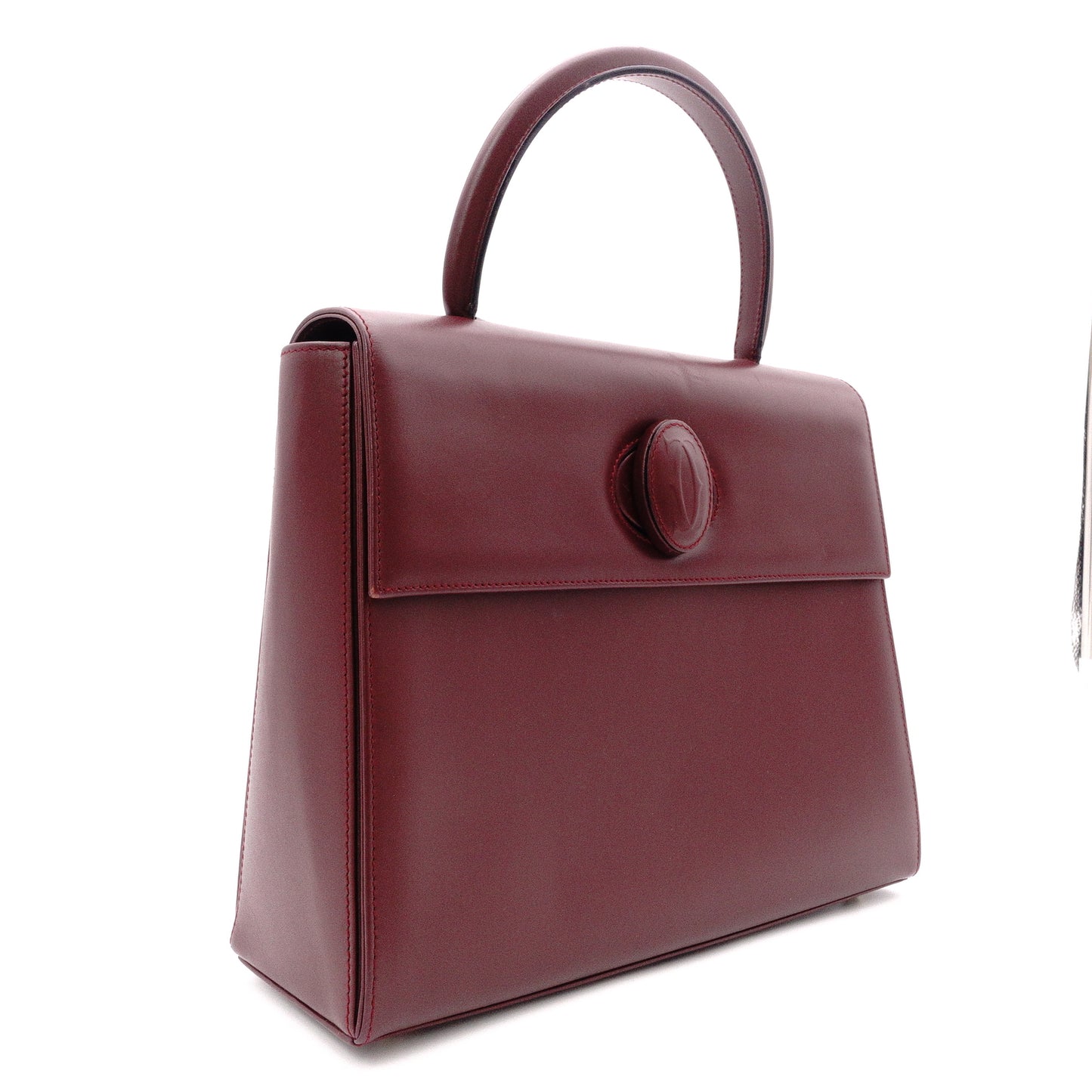 CARTIER Cartier Must Line Handbag, Leather, Bordeaux, Vintage, Simple