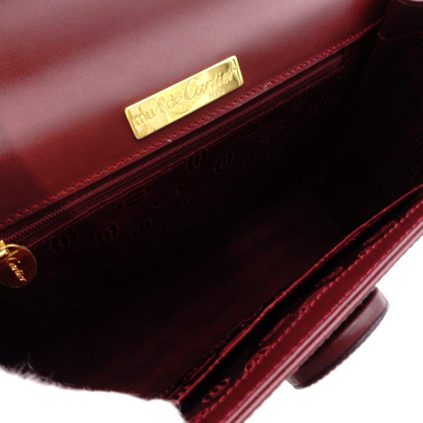CARTIER Cartier Must Line Handbag, Leather, Bordeaux, Vintage, Simple