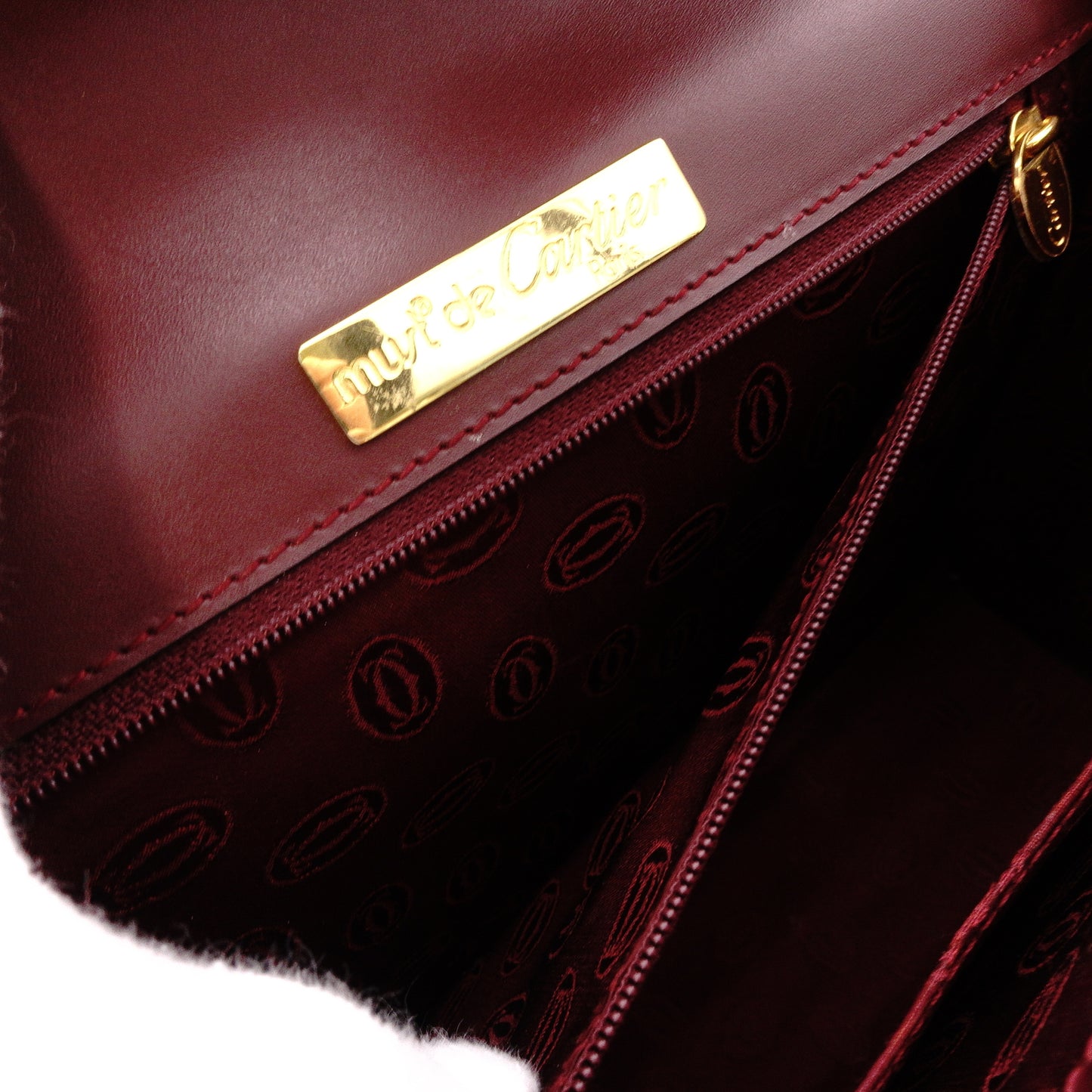 CARTIER Cartier Must Line Handbag, Leather, Bordeaux, Vintage, Simple