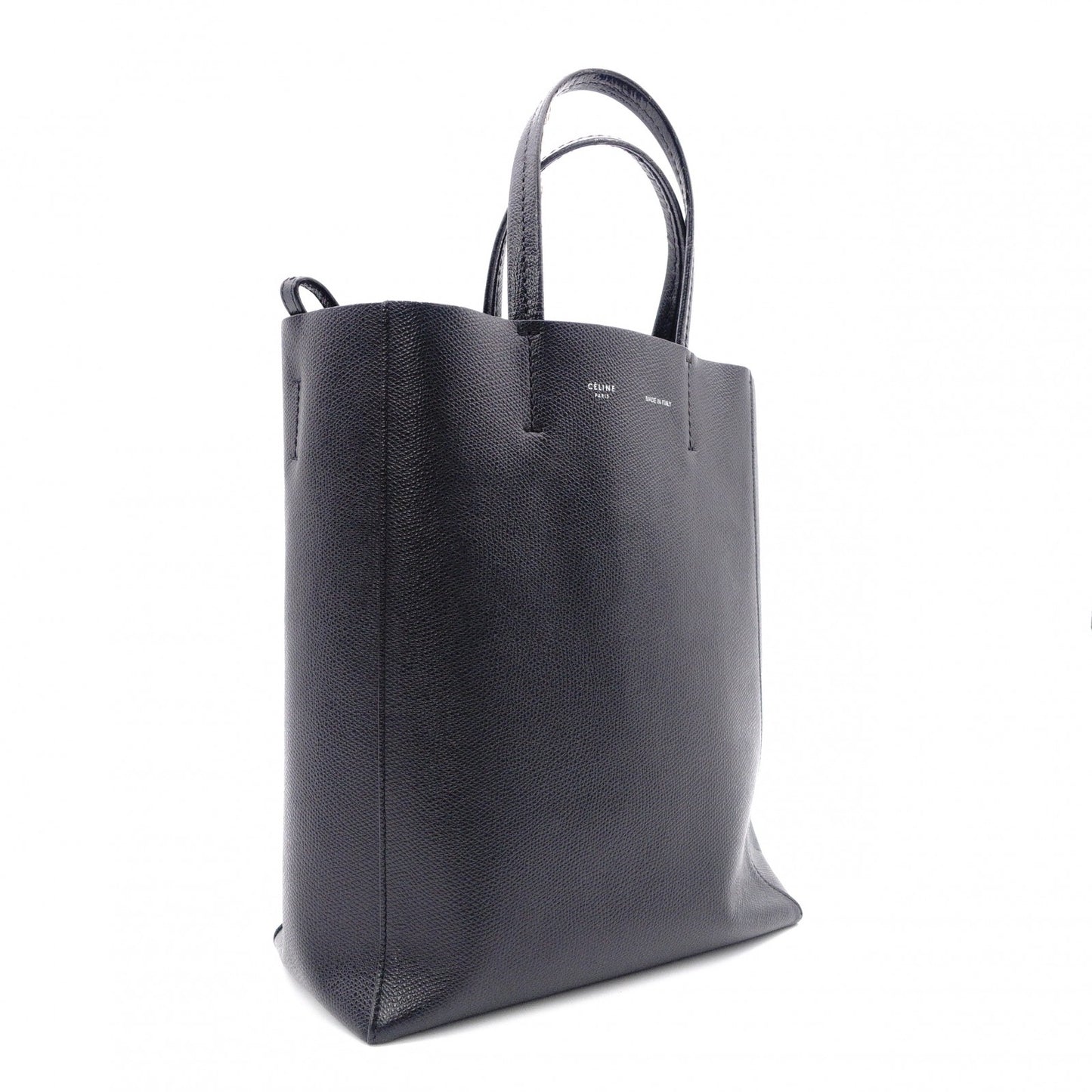 CELINE Small Vertical Cabas Handbag, Leather, Black, 2-Way