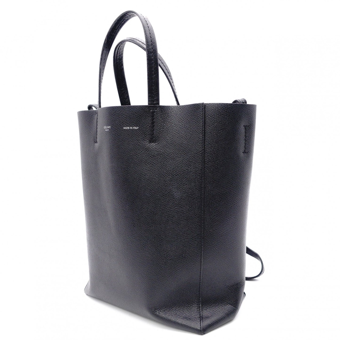 CELINE Small Vertical Cabas Handbag, Leather, Black, 2-Way
