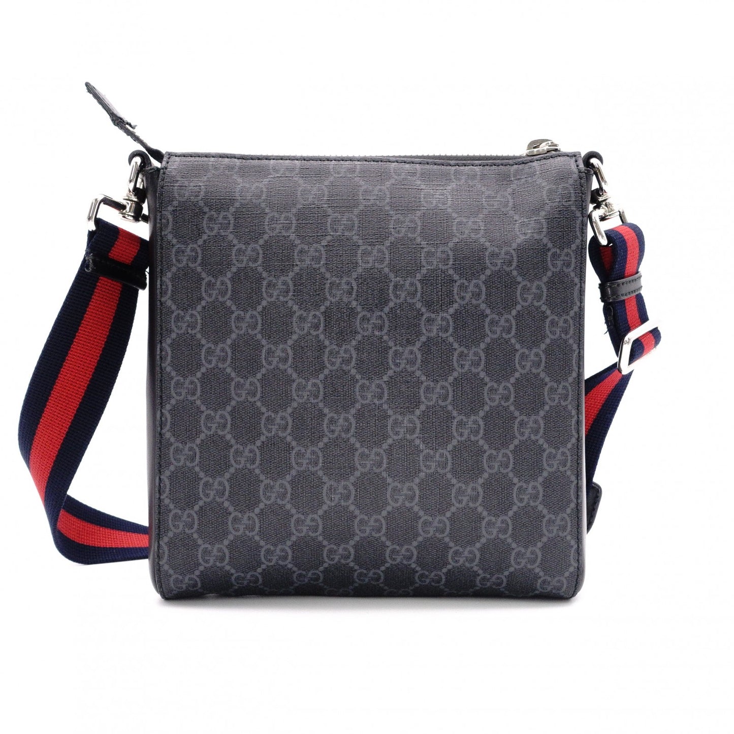 GUCCI GG Supreme Shoulder Bag, PVC/Leather, Grey, GG Logo, Men’s Crossbody Bag