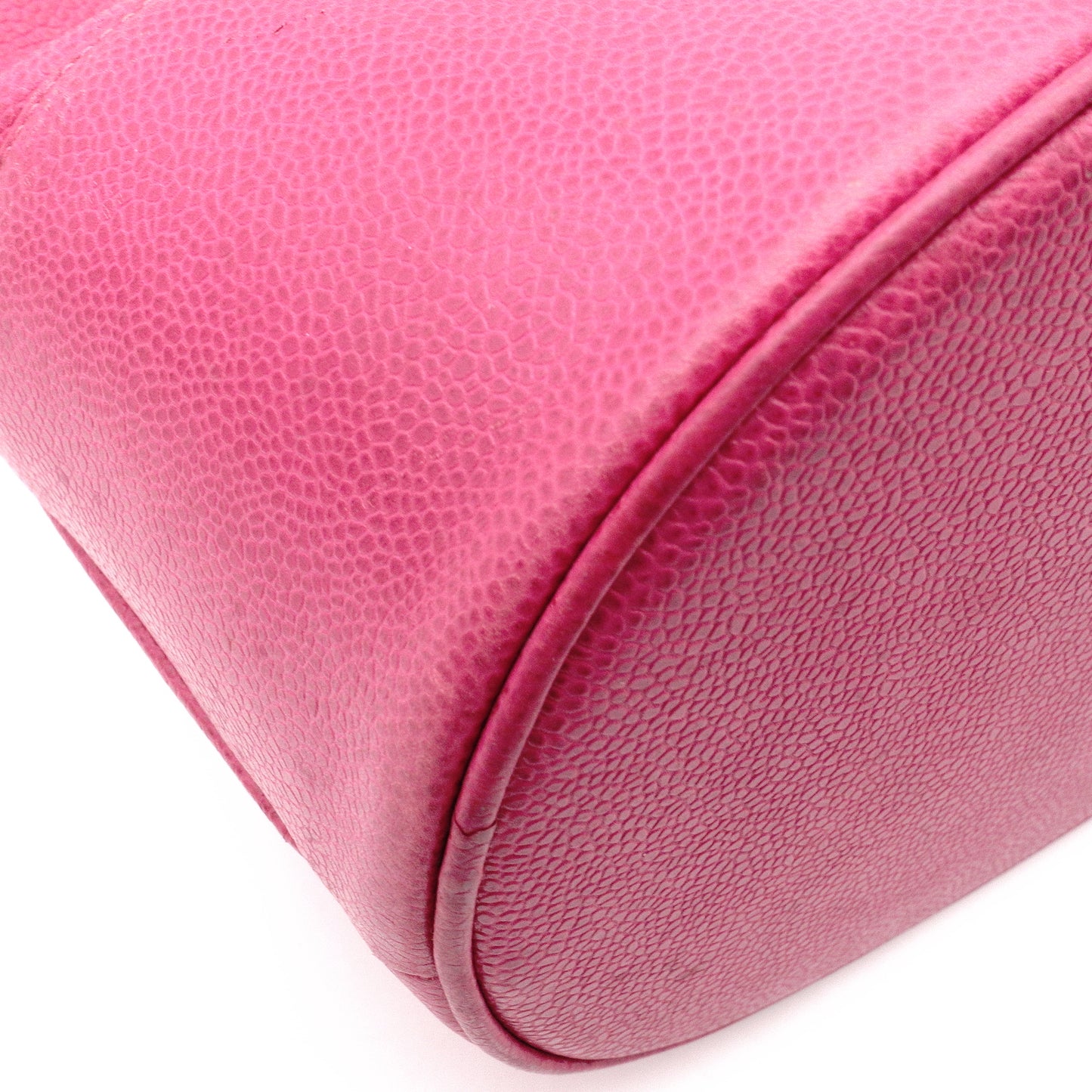 CHANEL Caviar Skin Bucket Bag, Shoulder Bag, Leather, Pink, Gold Hardware, Drawstring Bag
